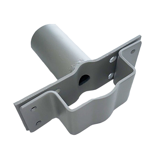 Pole mount bracket with square-hoop back plate - Silver